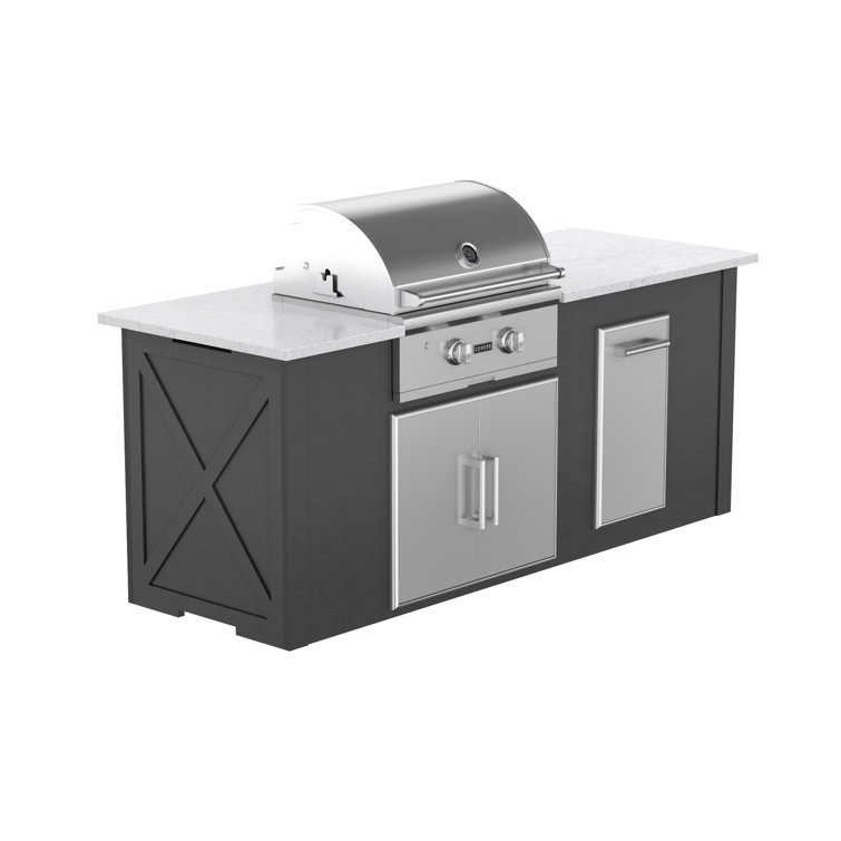 RTA Outdoor Living 88'' 3 BBQ Grill Island with 2 Burner Grill